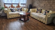Dwie Sofy Chesterfield 3 osobowe  skóra naturalna 