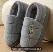 Kapcie w paski z podeszwą EVA, grube ciepłe kapcie zimowe, wsuwane, r. 35,5