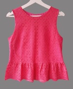 Damska elegancka bluzka koronkowa różowa bez rękawów Echo 38/M 