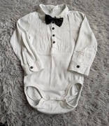 Body jak koszula biała z czarną muszką H&M r. 86