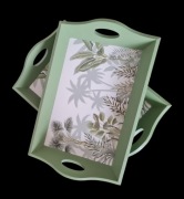 Taca tacka dekoracyjna zielona botaniczny wzór roślinny Kik 23x15 cm