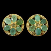 Szmaragd kolczyki srebro 