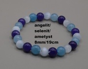Bransoletka angelit, delenit, ametyst - 8 mm/19 cm
