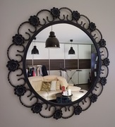 Stylowe okrągłe lustro, kute, metal, średnica 63,5 cm