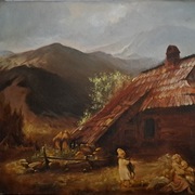 Pejzaż górski wg A. Kotsisa olej na płótnie