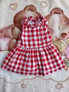 Elegancka czerwona sukienka w kratkę Baby Club 74 jak nowa