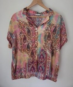 bluzka koszula letnia kolorowa różowa wzorzysta Papaya XXL 44