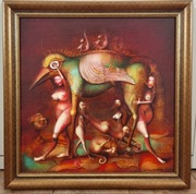 SIERGIEJ MALISZEWSKI, Poskromienie ptaka, 70x70 cm