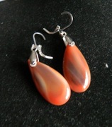 Miodowy agat botswana, eleganckie długie kolczyki, srebro