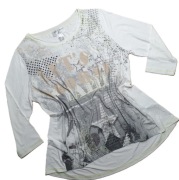 Biała bluzka z printem 95%wiskoza Rick Cardona rozmiar 46 (XXXL) NOWA