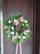 Wianek na drzwi, wieniec dekoracyjny bogato zdobiony, handmade