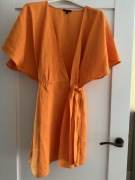 Sukienka Massimo Dutti XS pomarańczowa len100% przed kolano 