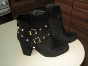 Sliczne botki damskie czarne-37-zamsz.