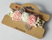 Opaska bezuciskowa roczek wesele chrzest gumka różyczki róże piankowe