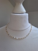 Naszyjnik handmade z naturalnych kamieni hematyt perły muszla