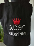 Torba z nadrukiem Super siostra grafika korony. Prezent dla siostry. Nowa.