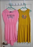 2x sukienka 134 - 140 na lato żółta różowa 