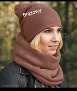 Brązowy komplet czapka komin Polska produkcja