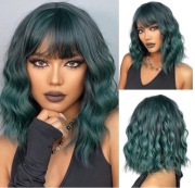 Peruka krótka zielona z grzywką bob cosplay impreza