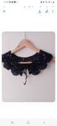 Kołnierzyk ręcznie wykonany handmade czarny z cekinami