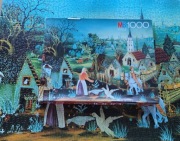 Puzzle 1000 MB Feeding the birds używane brak 1 puzzla 