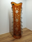 Ręcznie szlifowany wazon kryształowy Huta Julia – bursztynowy