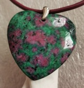 NASZYJNIK ZOISYT RUBIN SREB RODOWA RZEM SKÓRA NOWY