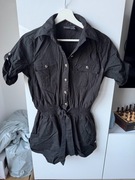 Seduction - Czarny damski krótki kombinezon kieszenie pasek rozmiar M/L