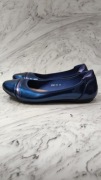 Buty damskie baleriny skórzane metaliczne niebieskie granatowe  r. 39