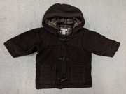 Brązowy elegancki wełniany płaszcz z kapturem H&M 80