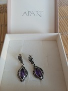 Srebrne kolczyki APART 925 – Styl Vintage z Ametystem i Markazytami