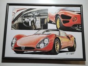 Alfa Romeo 33 Stradale plakat rysunek prezent A3 42x30