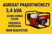 Agregat prądotwórczy 3.4kVA silnik HONDAGX200 prądnica miedziana włoska NSM