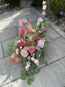 Lampion dekoracyjny, kompozycja na grób, dekoracja ze świecą LED