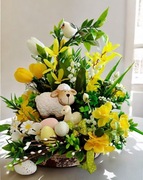 Stroik wielkanocny na stół tradycyjny wiosenna ozdoba prezent 32 cm