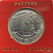 100 zł 1966 próba Mieszko i Dąbrówka  ( Głowy)Ag 900  