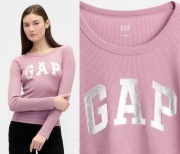 GAP bluzka | koszulka longsleeve | srebrne logo | nowa | L