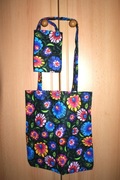 Torba na zakupy w kwiatki + mini na drobiazgi idealna na prezent ,handmade