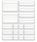 Zestaw organizerów do szuflad 4 rozmiary przezroczyste 18 elementów