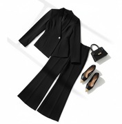 Czarny elegancki komplet damski modny garnitur marynarka do pracy + GRATIS