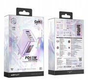 Acefast ładowarka GaN 65W 3 porty (1xUSB, 2xUSB C) fioletowa (A45)
