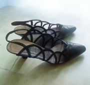 Lanvin Paris czółenka na obcasie Vintage 90s roz. 38, skóra 