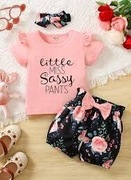 Komplet dla dziewczynki w rozmiarze 80,3 elementy T-Shirt,Spodenki,Opaska