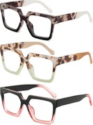 JM 3-pak okularów do czytania w stylu Oprah dla kobiet +3,5