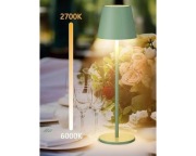 Tarasowa lampka stołowa LED bezprzewodowa ściemniana IP54 zielona USB-C