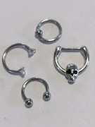Kolczyki nos ucho warga 4 szt 