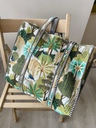 Torba z bawełny z nadrukiem dżungli, ręcznie robiona ,w stylu boho