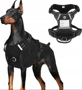 Uprząż szelki dla psa z adresówką z uchwytem wytrzymałe czarne rozmiar L