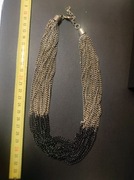 Naszyjnik w stylu Monet torsade złoto i czerń z wielu łańcuszków szeroki 