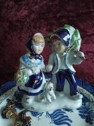 Figurka porcelanowa dziewczynka i chłopiec Dikolenko Bytom vintage